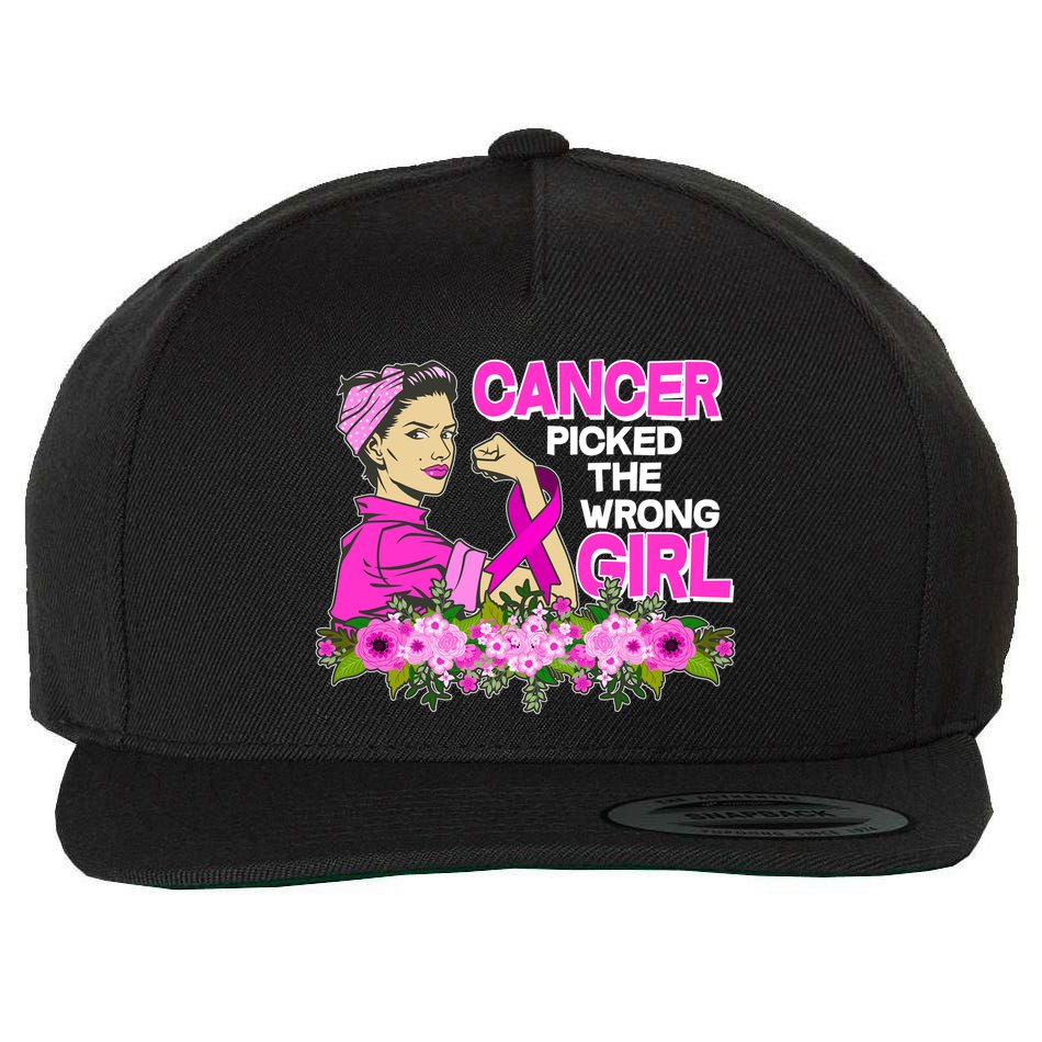 Breast Cancer Awareness Cancer Picked The Wrong Girl Warrior Wool Snapback Cap