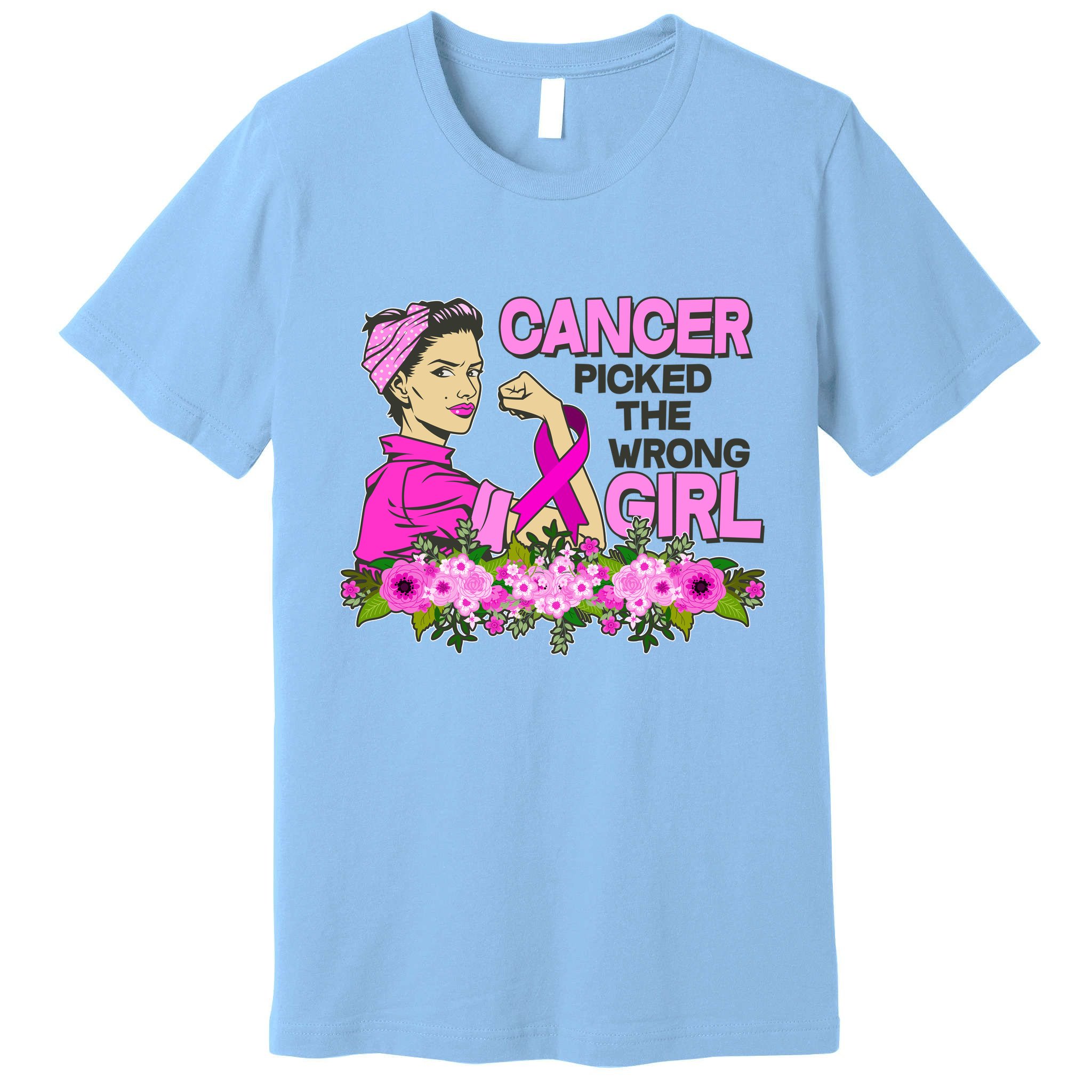 Breast Cancer Awareness Cancer Picked The Wrong Girl Warrior Premium T-Shirt