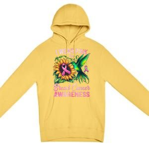 Breast Cancer Awareness Hummingbird Sunflower Premium Pullover Hoodie