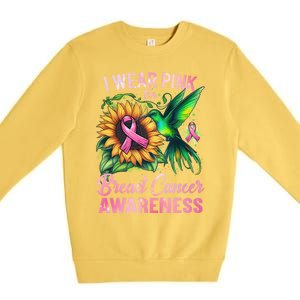 Breast Cancer Awareness Hummingbird Sunflower Premium Crewneck Sweatshirt