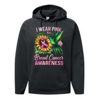 Breast Cancer Awareness Hummingbird Sunflower Performance Fleece Hoodie