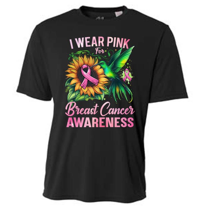 Breast Cancer Awareness Hummingbird Sunflower Cooling Performance Crew T-Shirt