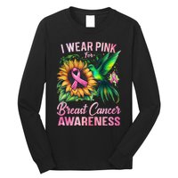 Breast Cancer Awareness Hummingbird Sunflower Long Sleeve Shirt