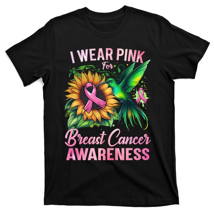 Breast Cancer Awareness Hummingbird Sunflower T-Shirt