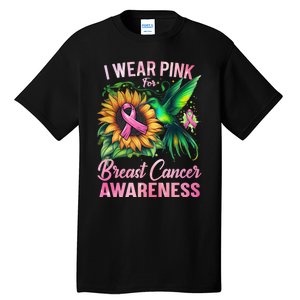 Breast Cancer Awareness Hummingbird Sunflower Tall T-Shirt