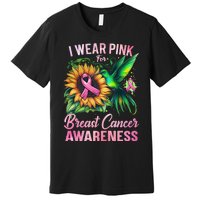 Breast Cancer Awareness Hummingbird Sunflower Premium T-Shirt