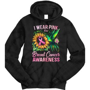 Breast Cancer Awareness Hummingbird Sunflower Tie Dye Hoodie