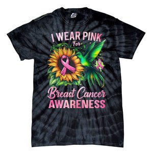 Breast Cancer Awareness Hummingbird Sunflower Tie-Dye T-Shirt