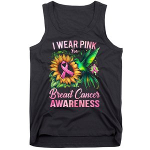 Breast Cancer Awareness Hummingbird Sunflower Tank Top