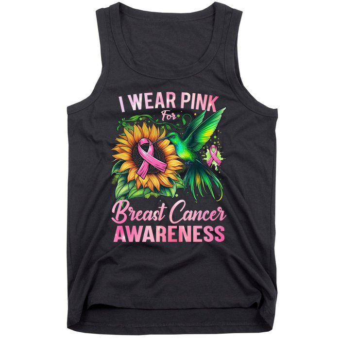 Breast Cancer Awareness Hummingbird Sunflower Tank Top