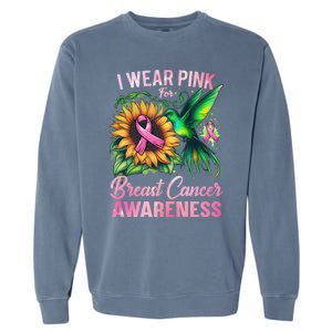 Breast Cancer Awareness Hummingbird Sunflower Garment-Dyed Sweatshirt