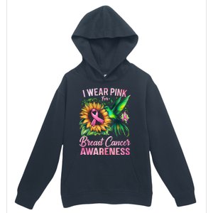 Breast Cancer Awareness Hummingbird Sunflower Urban Pullover Hoodie