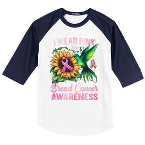 Breast Cancer Awareness Hummingbird Sunflower Baseball Sleeve Shirt