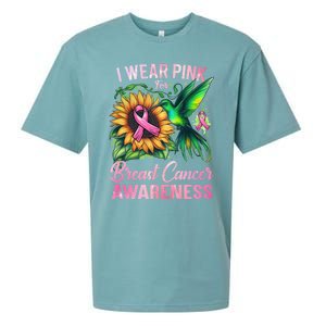 Breast Cancer Awareness Hummingbird Sunflower Sueded Cloud Jersey T-Shirt