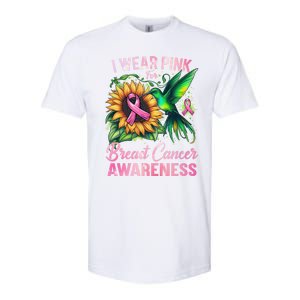 Breast Cancer Awareness Hummingbird Sunflower Softstyle CVC T-Shirt