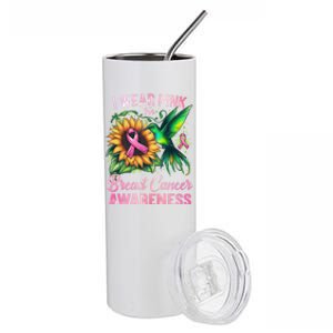 Breast Cancer Awareness Hummingbird Sunflower Stainless Steel Tumbler