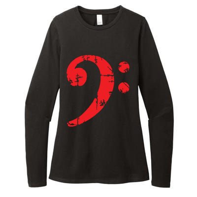 Bass Clef Antique Red Bass Players Womens CVC Long Sleeve Shirt