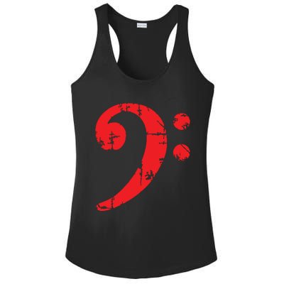 Bass Clef Antique Red Bass Players Ladies PosiCharge Competitor Racerback Tank