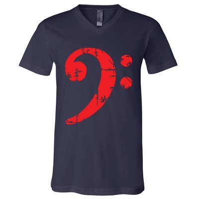 Bass Clef Antique Red Bass Players V-Neck T-Shirt