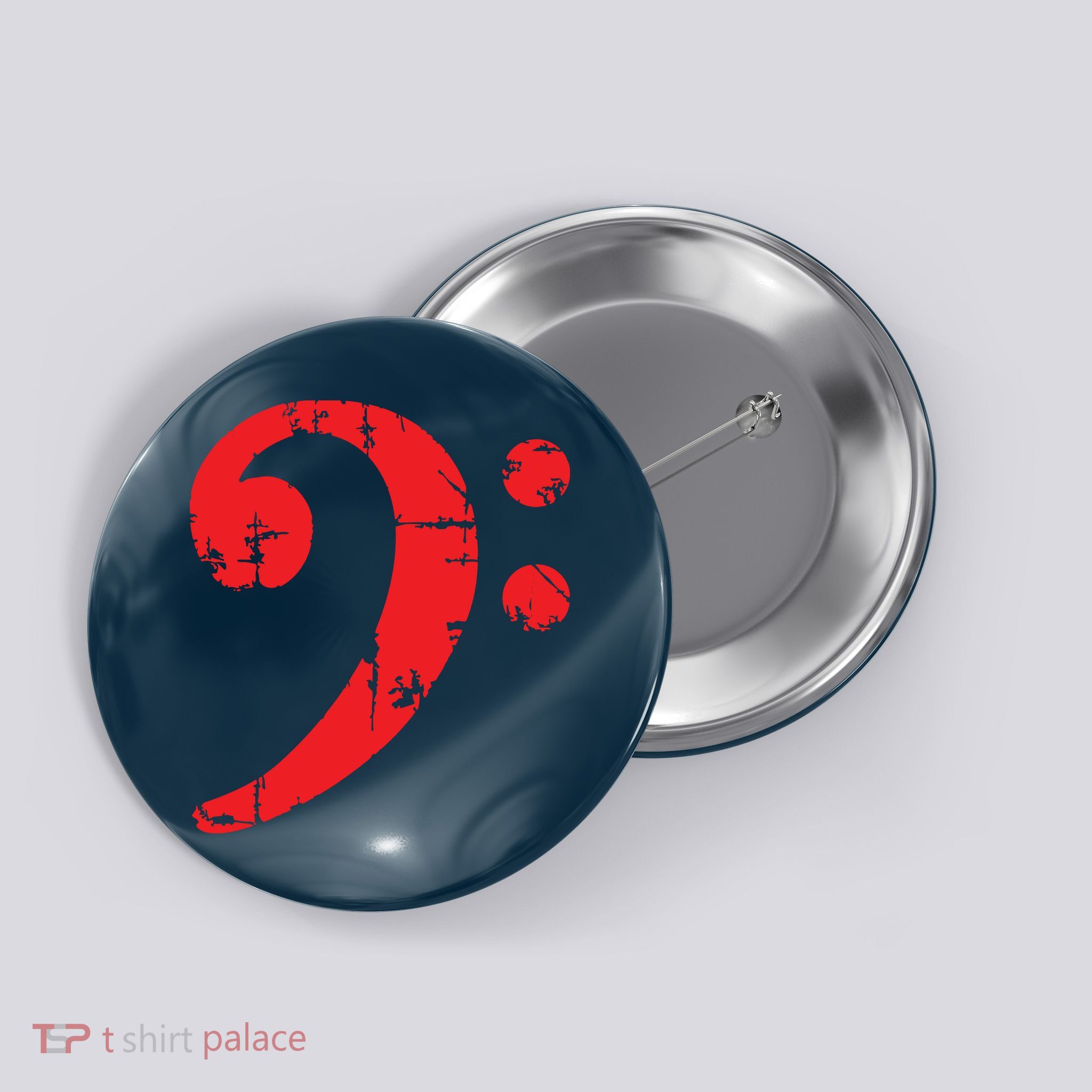 Bass Clef Antique Red Bass Players Button