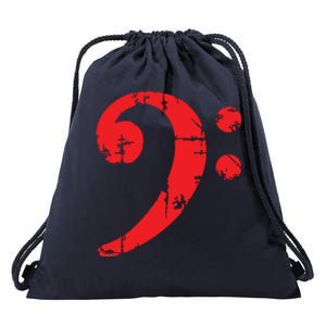 Bass Clef Antique Red Bass Players Drawstring Bag