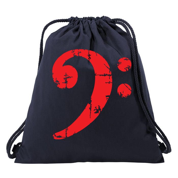 Bass Clef Antique Red Bass Players Drawstring Bag