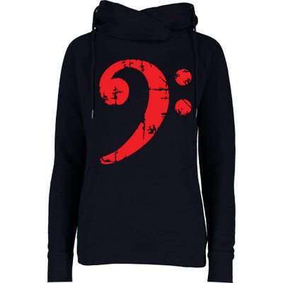 Bass Clef Antique Red Bass Players Womens Funnel Neck Pullover Hood