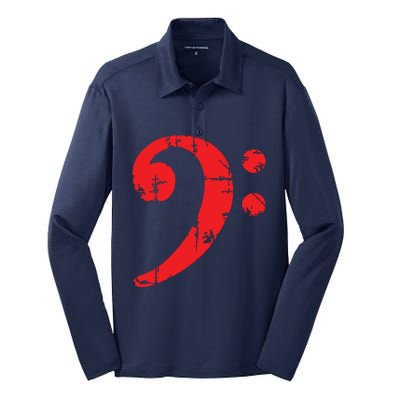 Bass Clef Antique Red Bass Players Silk Touch Performance Long Sleeve Polo