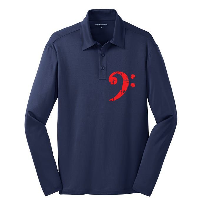 Bass Clef Antique Red Bass Players Silk Touch Performance Long Sleeve Polo