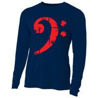 Bass Clef Antique Red Bass Players Cooling Performance Long Sleeve Crew