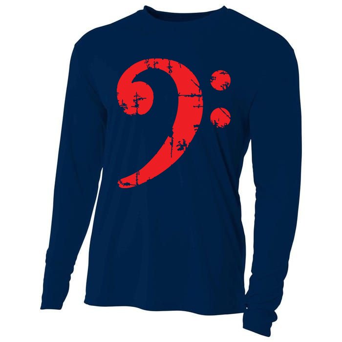 Bass Clef Antique Red Bass Players Cooling Performance Long Sleeve Crew