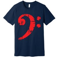 Bass Clef Antique Red Bass Players Premium T-Shirt