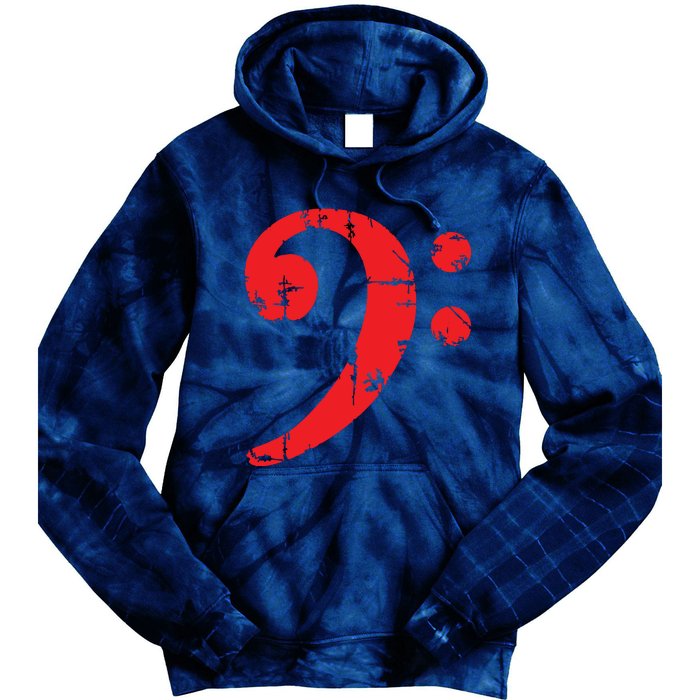 Bass Clef Antique Red Bass Players Tie Dye Hoodie