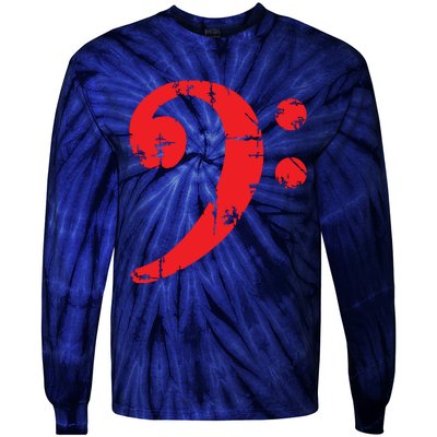 Bass Clef Antique Red Bass Players Tie-Dye Long Sleeve Shirt