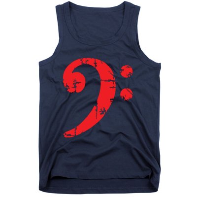 Bass Clef Antique Red Bass Players Tank Top