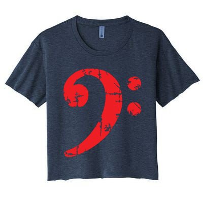 Bass Clef Antique Red Bass Players Women's Crop Top Tee