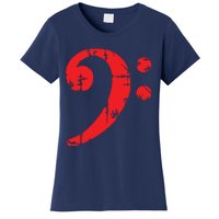 Bass Clef Antique Red Bass Players Women's T-Shirt