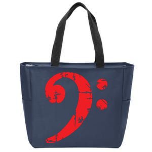 Bass Clef Antique Red Bass Players Zip Tote Bag