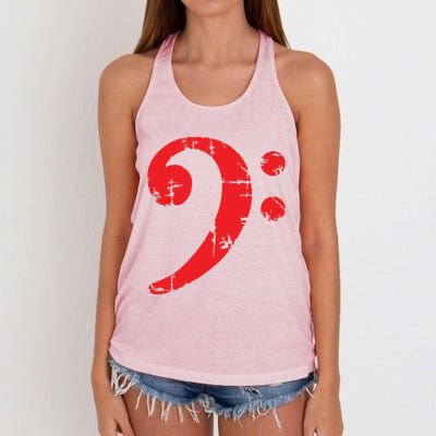 Bass Clef Antique Red Bass Players Women's Knotted Racerback Tank