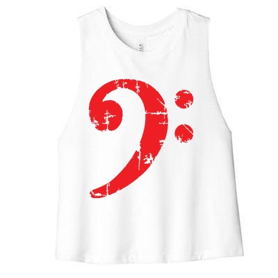 Bass Clef Antique Red Bass Players Women's Racerback Cropped Tank