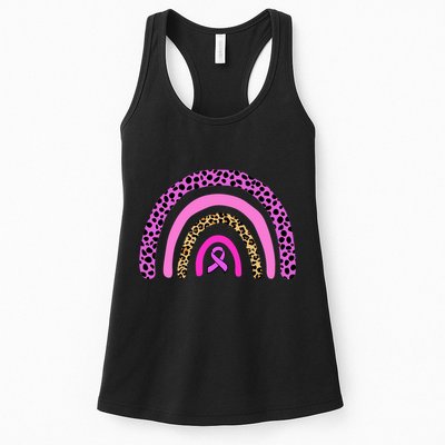 Breast Cancer Awareness Rainbow Leopard Design Womens Tank Top