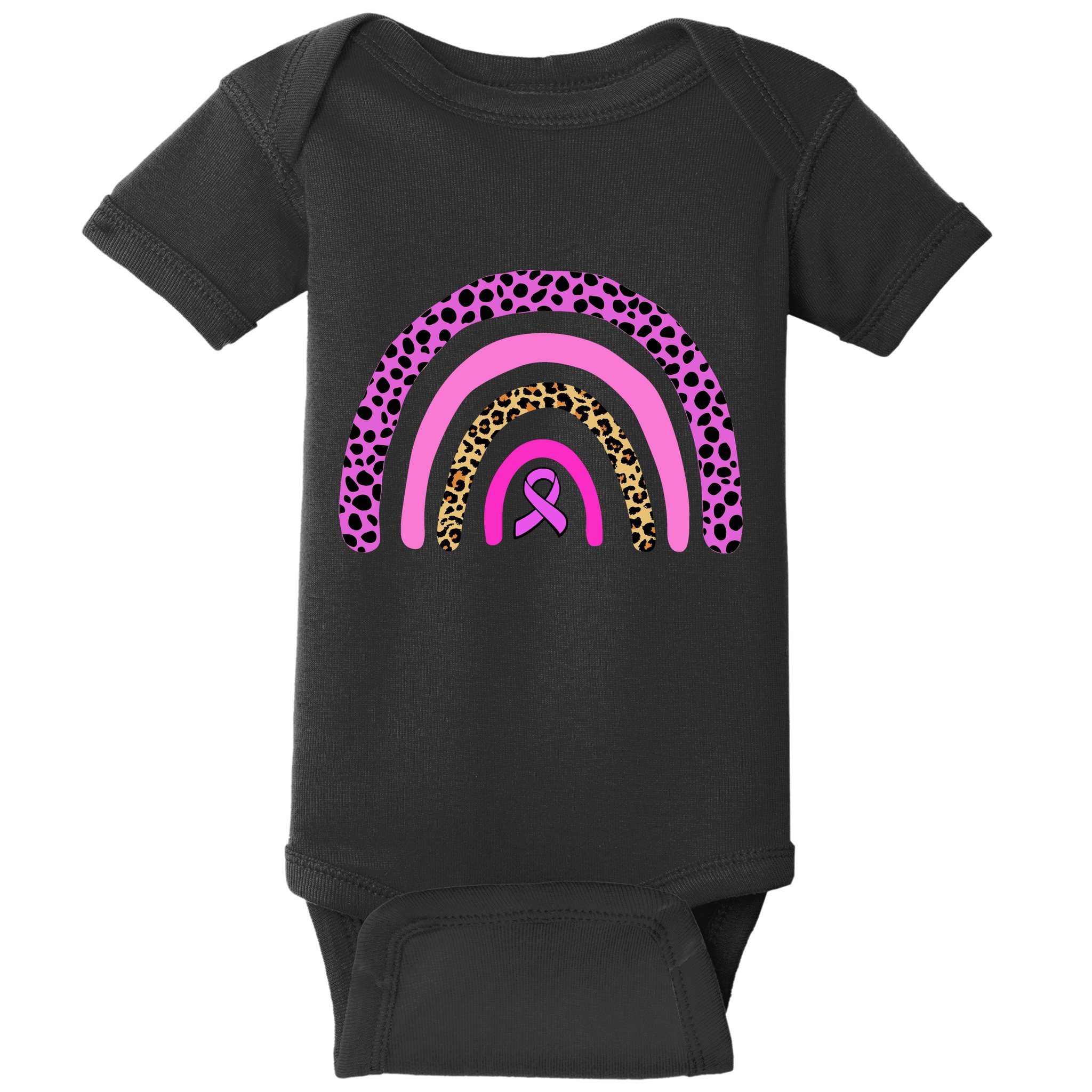 Breast Cancer Awareness Rainbow Leopard Design Baby Bodysuit