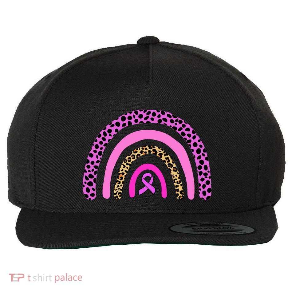 Breast Cancer Awareness Rainbow Leopard Design Wool Snapback Cap
