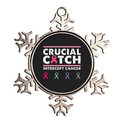 Breast Cancer Awareness Crucial A Catch Intercept Cancer Metallic Star Ornament