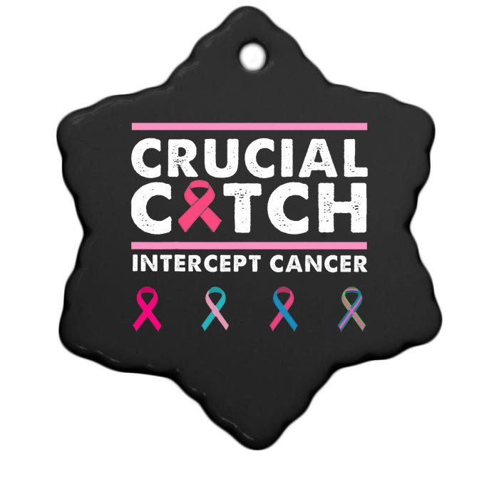 Breast Cancer Awareness Crucial A Catch Intercept Cancer Ceramic Star Ornament