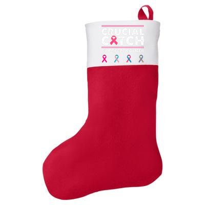 Breast Cancer Awareness Crucial A Catch Intercept Cancer Felt Holiday Christmas Stocking