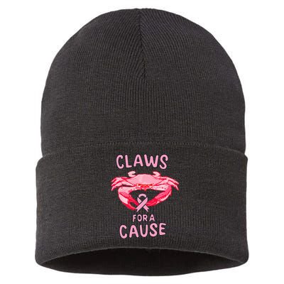 Breast Cancer Awareness Claws For A Cause Crab Sustainable Knit Beanie