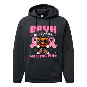 Breast Cancer Awareness For Halloween Pumpkin Performance Fleece Hoodie