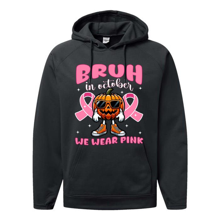 Breast Cancer Awareness For Halloween Pumpkin Performance Fleece Hoodie