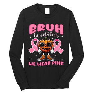 Breast Cancer Awareness For Halloween Pumpkin Long Sleeve Shirt